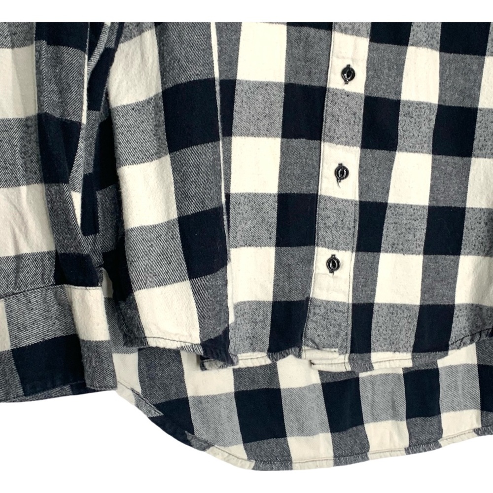 Madewell Oversized Boyfriend Flannel Top Black White Buffalo Plaid Size Small - Picture 4 of 11